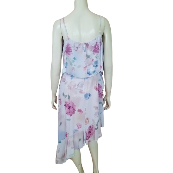BADGLEY Mischka for Le Tote Dress size 6 Lavender Floral Hi Lo Hem Ruffle Detail - Picture 7 of 11